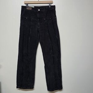 Andersson Bell Women Timothy Panel Black Wide‎ Leg Jeans Sz 33 Grunge Streetwear